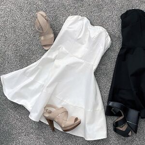 White Strapless Dress | Sweetheart Cut | Fit & Flare | Size 4